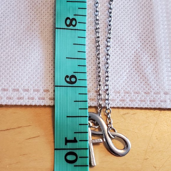 18" Silver Tone Infinity Cross Pendant Necklace - Picture 4 of 4